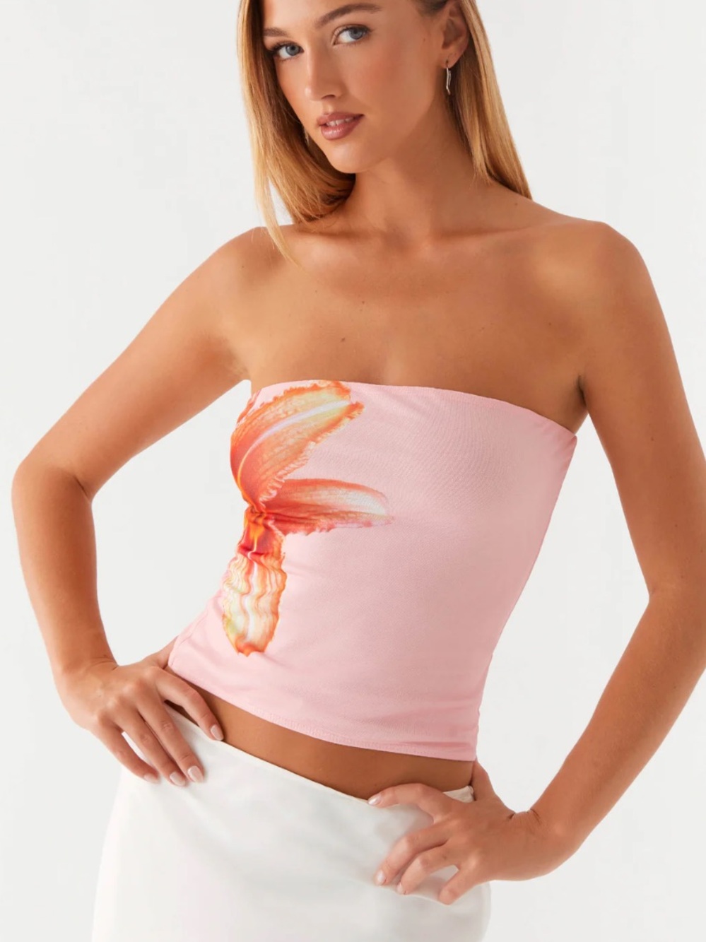 NWT Peppermayo Fall For You Pink Floral Strapless Tube Top XS US 2